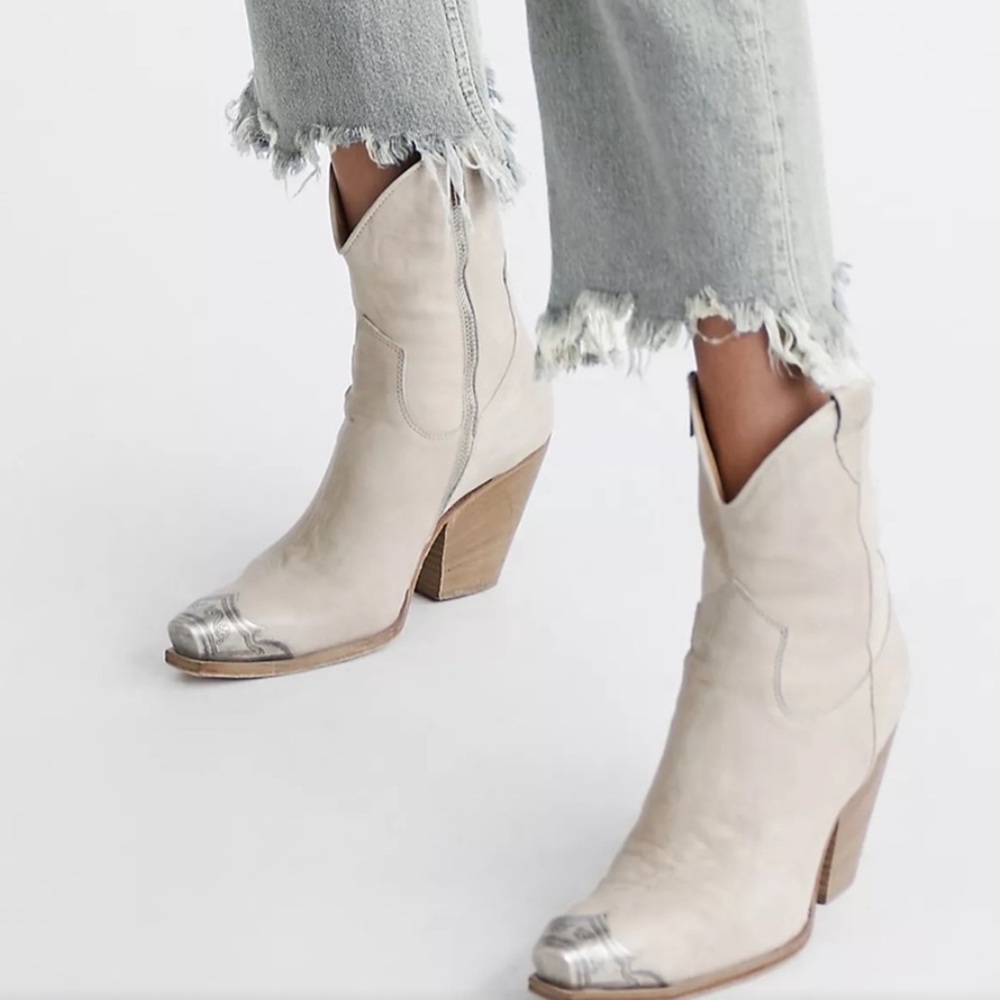 Free People Brayden Boot in Bone/Cream. Worn Once. Like new.